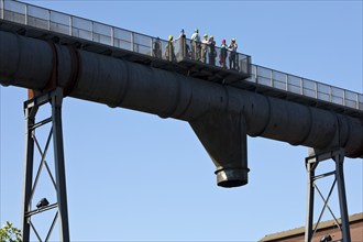 Group on the skywalk of the former Phoenix West industrial plant, Dortmund, Ruhr area, North