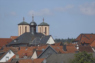 Roofs with St. Peter's Church and Town Hall, Gelnhausen, Hesse, Germany, Europe