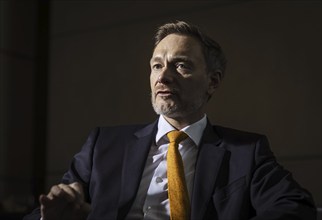 Christian Lindner (FDP), Bundesminister der Finanzen, aufgenommen waehrend eines Interviews im