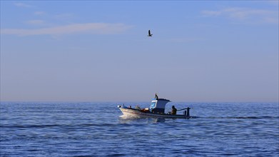 Morning light, fishing boatMarettimo, Egadi Islands, Sicily, Italy, Europe