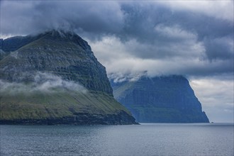 Steep cliffs of Bordoy, Faroe islands, Denmark, Europe