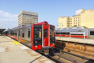 Metro-North Railroad commuter trains at Harlem 125th Street station in New York, USA, North America