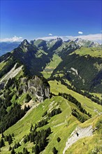 View from Säntis towards Sämtisersee, Canton Appenzell Innerrhoden, Switzerland, Europe