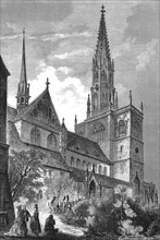 The Cathedral, Constance Cathedral or Minster of Our Lady, of Constance in 1869, Germany,