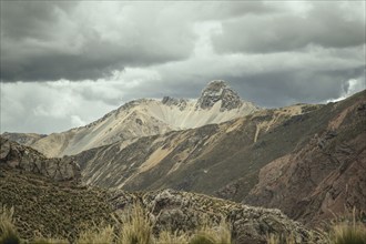 Andean highlands, view to the west from the Ticlio Pass, Alto de Ticlio, Peru, South America