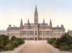 Das Rathaus, Vienna, Austria, c. 1890, Historic, digitally restored reproduction from a 19th