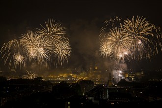 Fireworks over the Old Town of Dresden