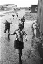 Children, large families and single parents in a homeless shelter on 28.6.1971 in Hilden, Germany,