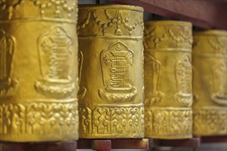 Prayer wheels in Tabo Monastery. Tabo, Spiti Valley, Himachal Pradesh, India, Asia