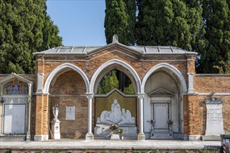 Graves in the central cemetery of Venice, cemetery island of San Michele, Venice, Italy, Europe