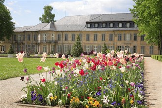 View from the courtyard garden, New Palace, Bayreuth, Upper Franconia, Franconia, Bavaria, Germany,