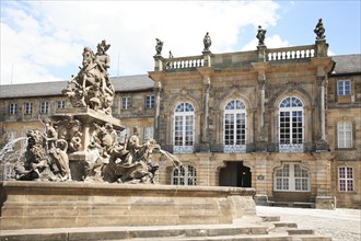 Margrave's Fountain and New Palace, Bayreuth, Upper Franconia, Franconia, Bavaria, Germany, Europe