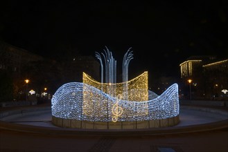 Telemann Fountain, World of Lights, Ulrichplatz, Magdeburg, most extensive Christmas and winter