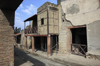 The half-timbered house in the ruined town of Herculaneum, Campania, Italy, Europe