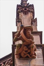 Gargoyles on the buttress of the Freiburg Cathedral, the Cathedral of Our Lady, in the old town of