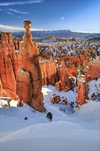 Bryce Canyon in winter, view from Sunset Point, limestone hoodoos, Bryce Canyon National Park,