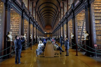 Long Room, the old library of Trinity College, University, Dublin, Republic of Ireland