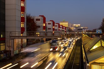 Motorway A40, Ruhrschnellweg, in Essen, route through the city centre, is affected by a possible