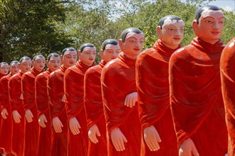 ANURADHAPURA, SRI LANKA, SEPTEMBER 26, 2009: 500 statues of Buddhist monks (Arahants) in