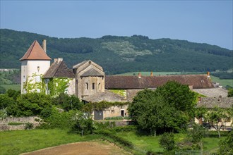 Le château des Moines, castle and chapel, chapel of the monks, chapel of a former Cluniac priory,