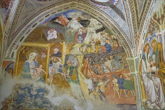 Gothic frescoes in the castle chapel of St Stephen, Morter, Latsch, South Tyrol, Italy, Europe