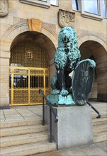 Golden Gate with the Two Lions by Georg Wrba, The New Town Hall in Dresden, Saxony, Germany, Europe