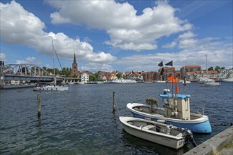 Boats, King Christian X. Bridge, Sønderborg, Syddanmark, Denmark, Europe