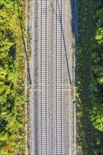 Railway track rails railway line train railway line aerial aerial photo, Stuttgart, Germany, Europe