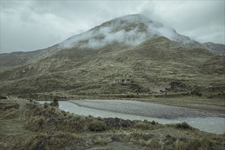 Landscape in the highlands, thunderstorm atmosphere, Alto de Ticlio, Peru, South America