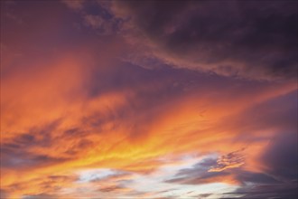 Dramatic sunset clouds in sky