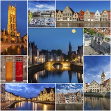 Mosaic collage storyboard of Belgium tourist views travel images