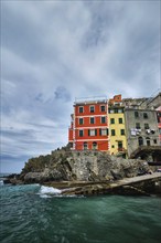 RIOMAGGIORE, ITALY, APRIL 25, 2019: Riomaggiore village popular tourist destination in Cinque Terre