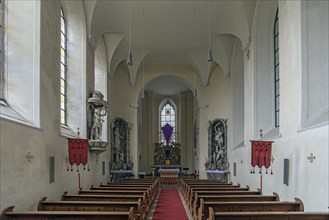 Interior of the castle chapel at Waldenburg Castle, Waldenburg, Hohenlohe, Baden-Württemberg,