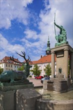 Diana Fountain on the market square in Großenhain, The fountain, crowned with the Greek goddess of