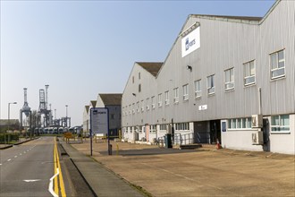 PD Ports shipping freight warehouse, Port of Felixstowe, Suffolk, England, UK