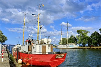 The cutter Nordland III, a former war fishing cutter that was demilitarised after World War II, at