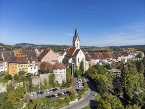 Aerial view of the town of Engen with the Church of the Assumption of the Virgin Mary, Constance