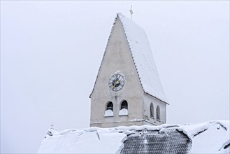 Bell tower, St Martin's parish church, late Middle Ages, snowed in, fresh snow, heavy snowfall,