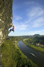 Climbers on the Bastei rock