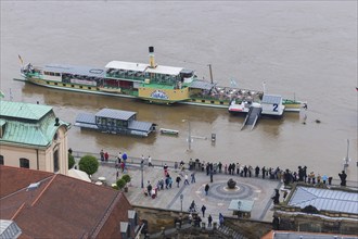 Flooding in Dresden on the Terrassenufer