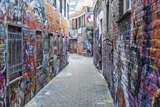 The graffiti alley in Ghent, Belgium, Europe