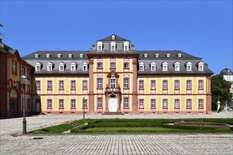 Bruchsal, Germany, August 2023: Chamber Wing of Baroque castle called Bruchsal Palace on sunny day,