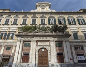 Main façade of the Palazzo della Meridiana, built 1536-1544, Salita di S. Francesco, Genoa, Italy,