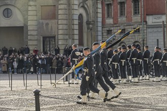 Soldiers, Flags, Changing of the Guard, Parade Ground, Yttre borggarden, Royal Palace, Kungliga