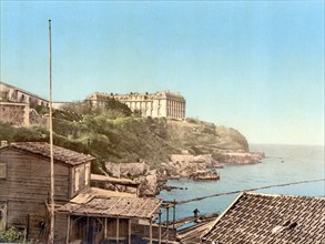 Chateau du Pharo, old harbour, Vieux Port, Marseille, France, c. 1890, Historic, digitally restored