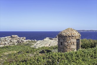 17th century customs officer's shelter along Côte de granit rose, Pink Granite Coast at