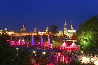 View of Dresden's old town from the Elbsegler restaurant