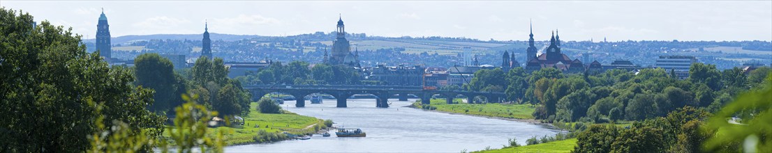 Dresden silhouette, view from the Waldschlösschen into the Elbe valley with Dresden's historic city