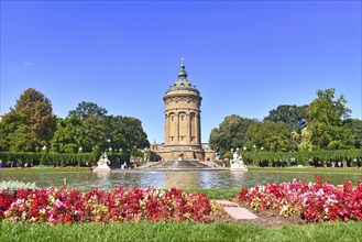 Mannheim, Germany, September 2020: Water Tower called Wasserturm, a landmark of German city