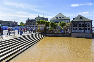 Flooding on the Terrassenufer in Dresden